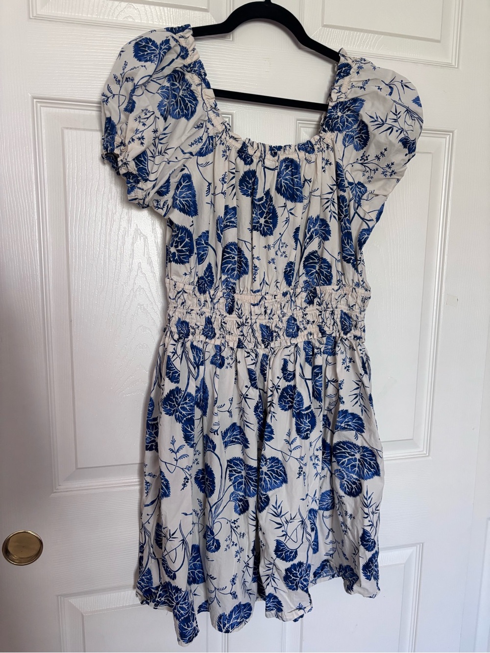 Time and Tru Cream Dress with Blue Floral Print - Picture 2 of 3